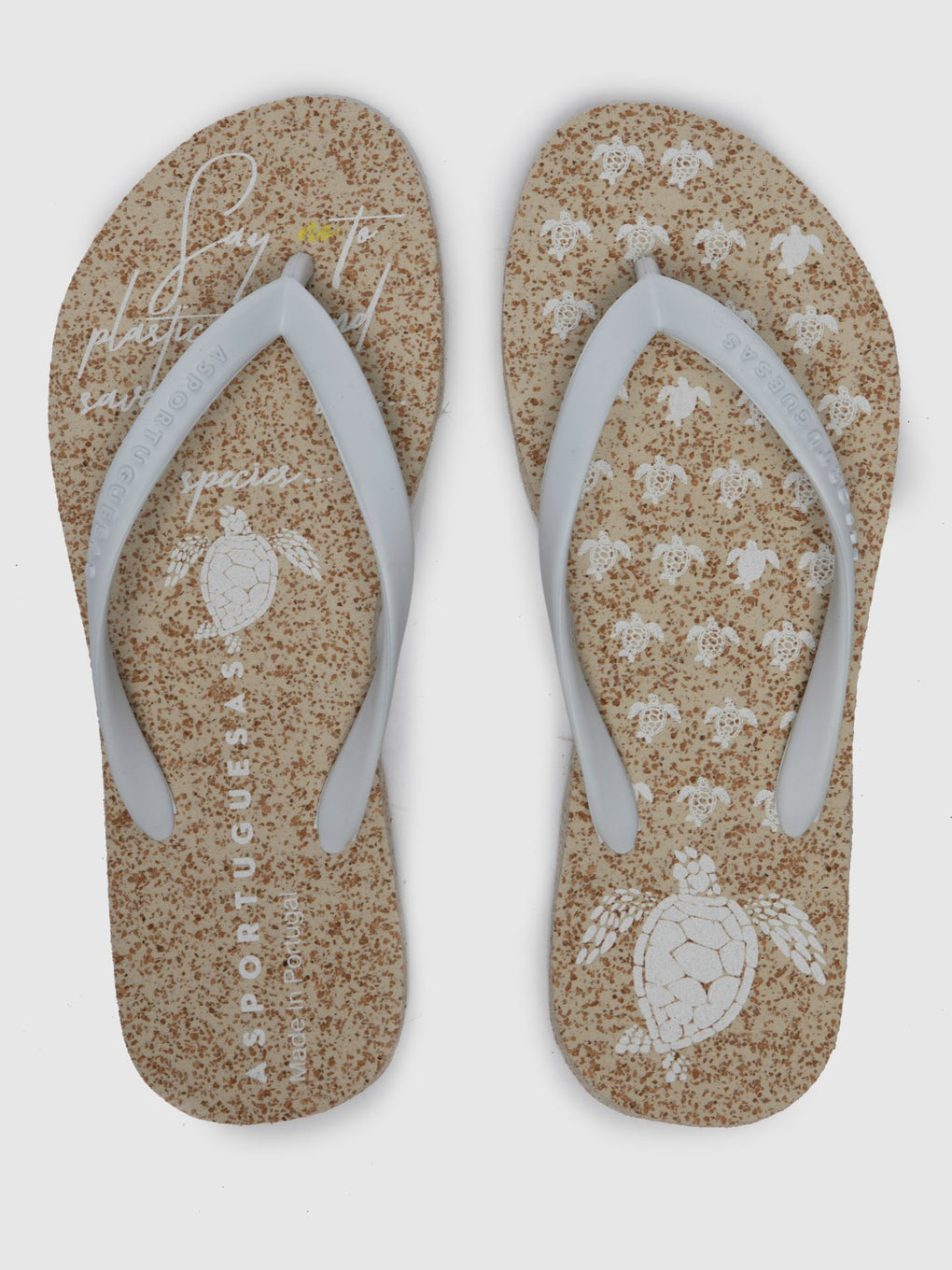 Beach Flip-Flops TURTLE White Rubber Strap