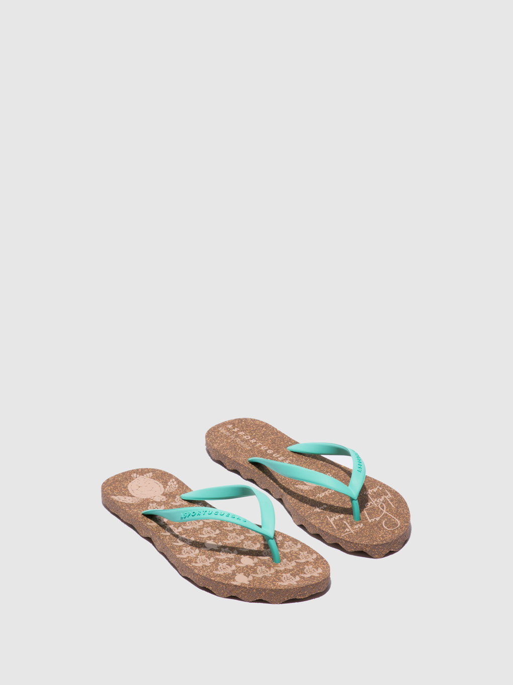 Beach Flip-Flops TURTLE Blue Rubber Strap