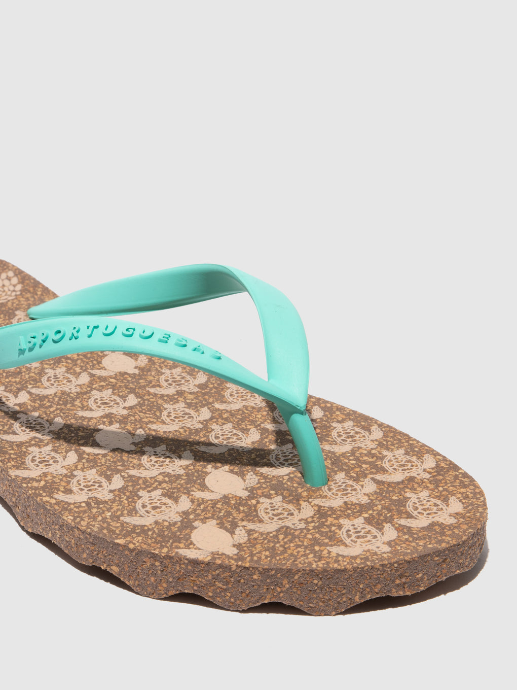 Beach Flip-Flops TURTLE Green Rubber Strap