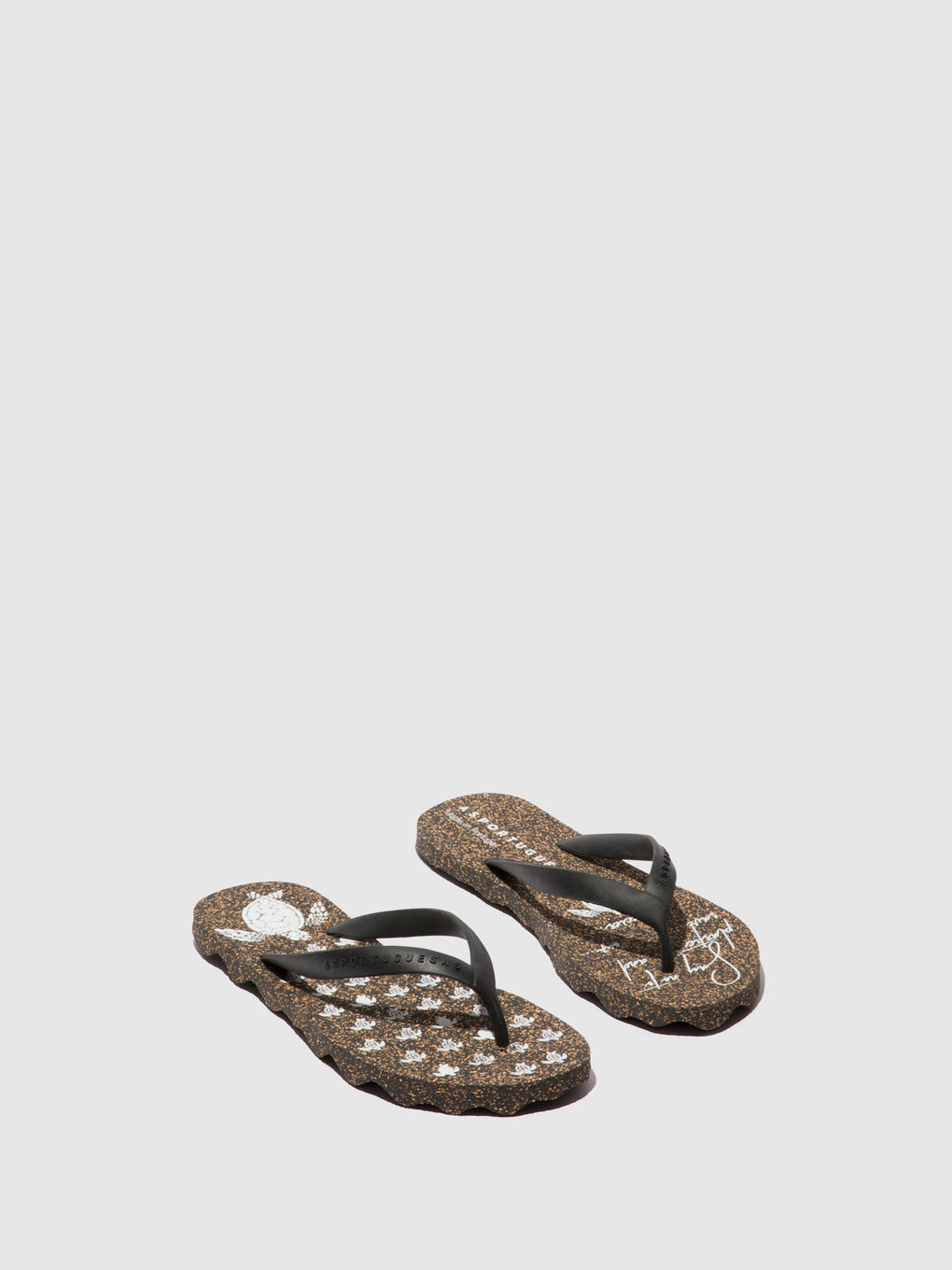 Beach Flip-Flops TURTLE Black & black strap