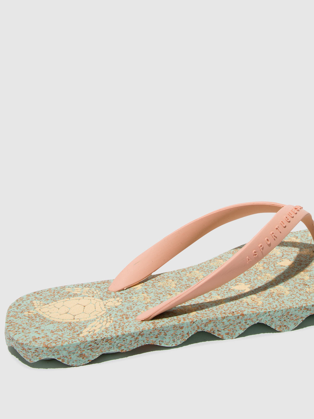 Beach Flip-Flops TURTLE Mint & pink strap