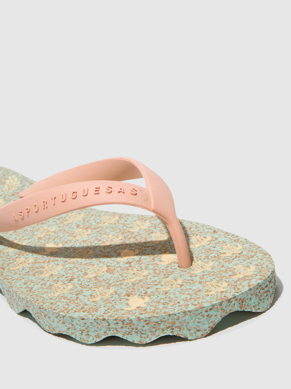 Beach Flip-Flops TURTLE Mint & pink strap