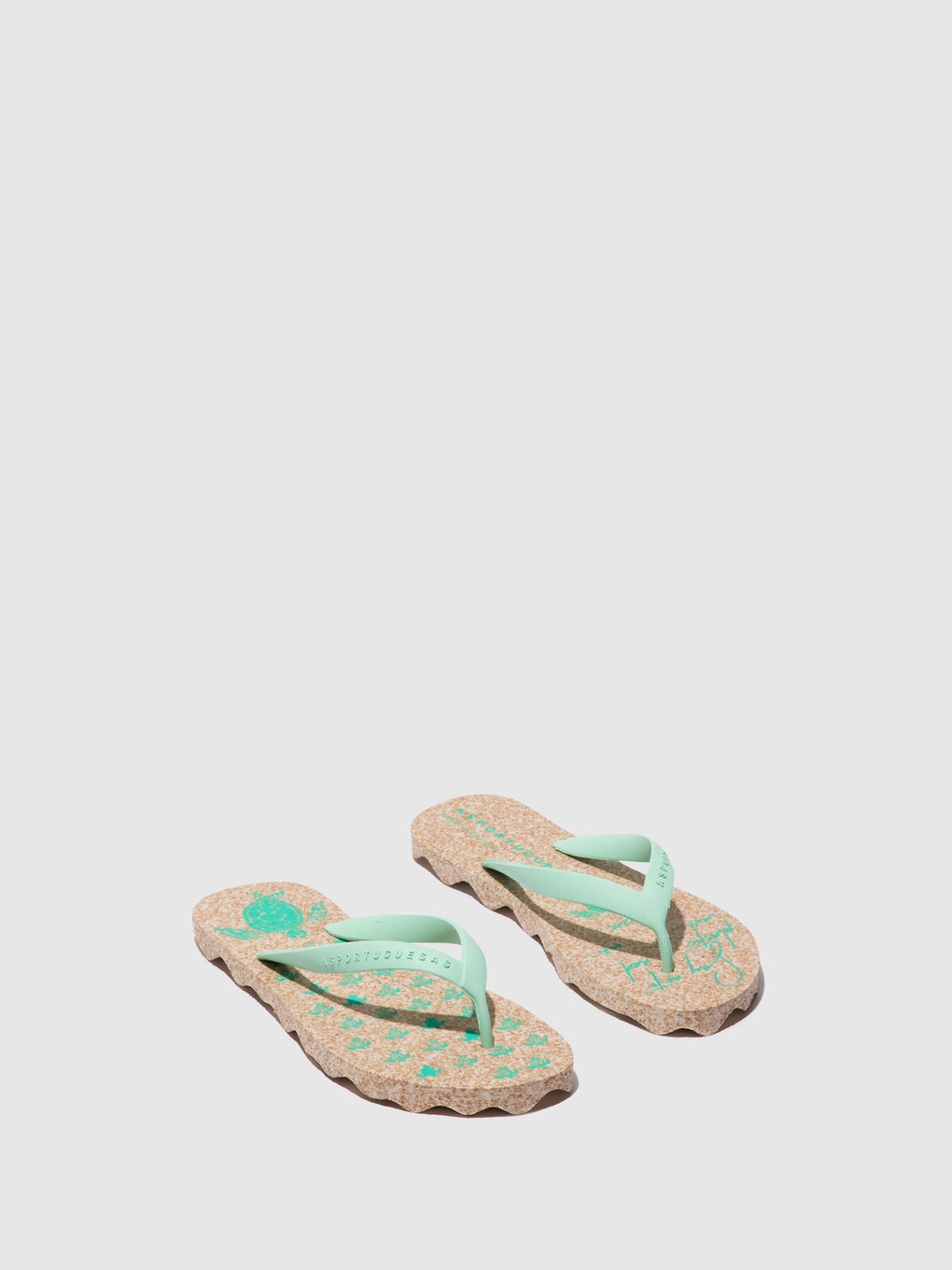 Beach Flip-Flops TURTLE Milky & mint strap